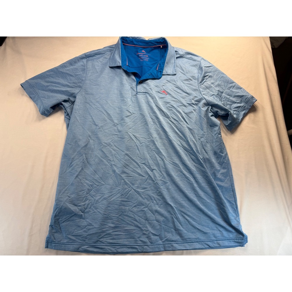 Tommy Bahama Mens 2XLT Tall Polo Shirt Blue Heather Performance Stretch Golf Tee